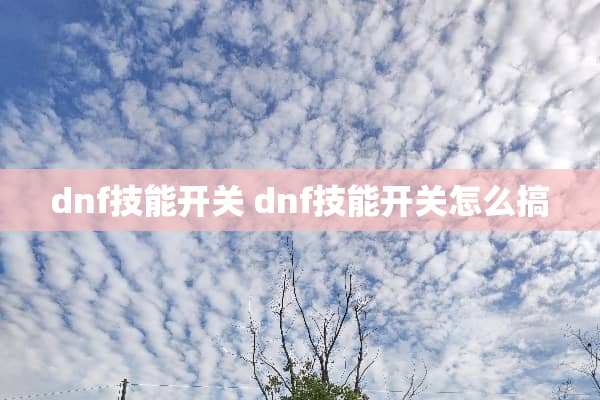 dnf技能开关 dnf技能开关怎么搞