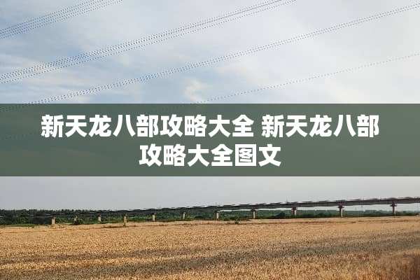 新天龙八部攻略大全 新天龙八部攻略大全图文