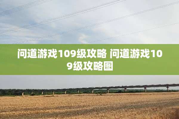问道游戏109级攻略 问道游戏109级攻略图