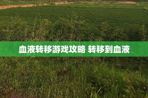 血液转移游戏攻略 转移到血液