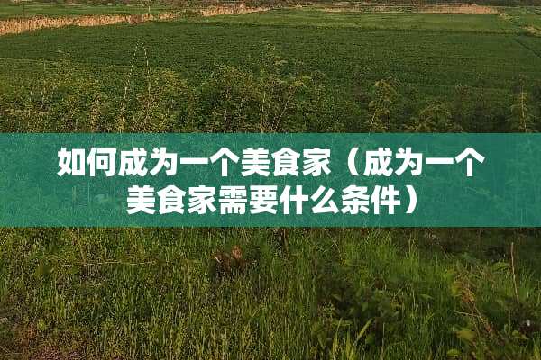 如何成为一个美食家（成为一个美食家需要什么条件）