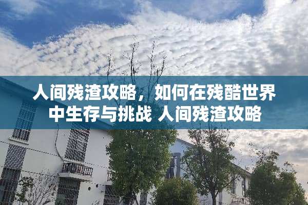 人间残渣攻略，如何在残酷世界中生存与挑战 人间残渣攻略