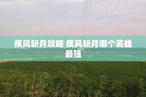疾风斩月攻略 疾风斩月哪个英雄最强