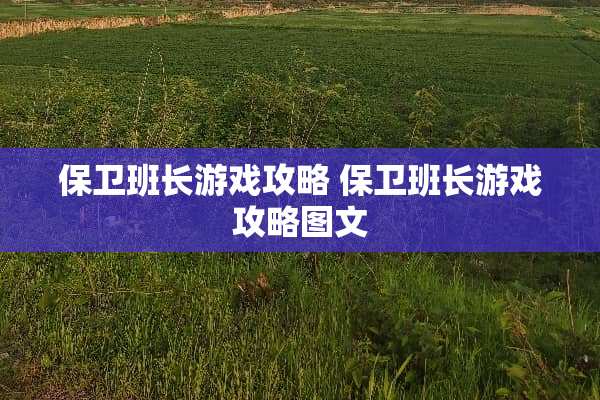 保卫班长游戏攻略 保卫班长游戏攻略图文
