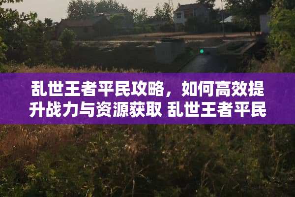 乱世王者平民攻略，如何高效提升战力与资源获取 乱世王者平民攻略