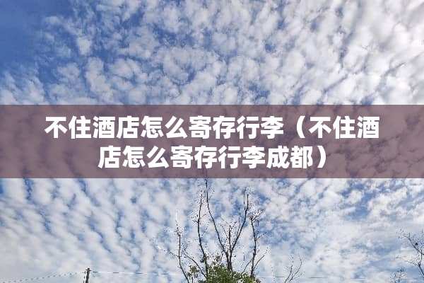 不住酒店怎么寄存行李（不住酒店怎么寄存行李成都）