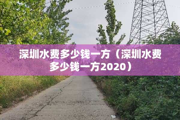 深圳水费多少钱一方（深圳水费多少钱一方2020）