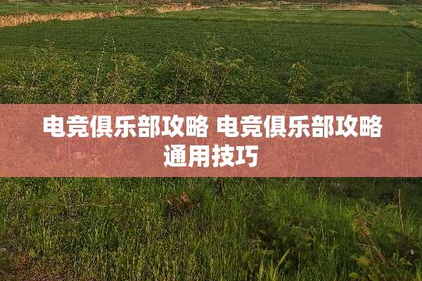 电竞俱乐部攻略 电竞俱乐部攻略通用技巧