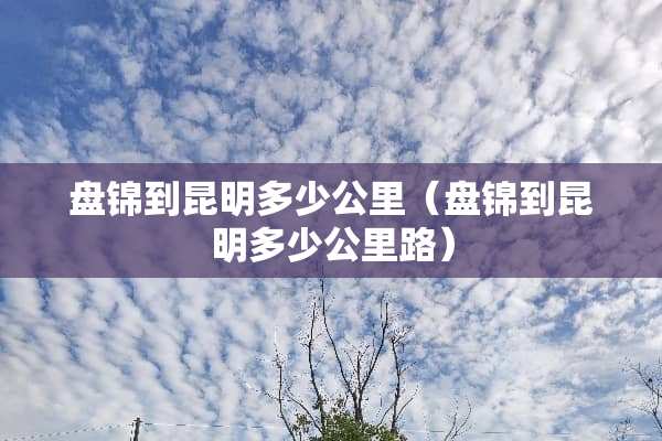 盘锦到昆明多少公里（盘锦到昆明多少公里路）