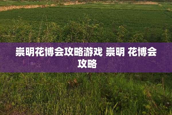 崇明花博会攻略游戏 崇明 花博会 攻略
