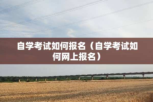 自学考试如何报名（自学考试如何网上报名）