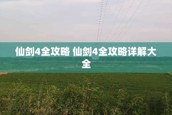 仙剑4全攻略 仙剑4全攻略详解大全