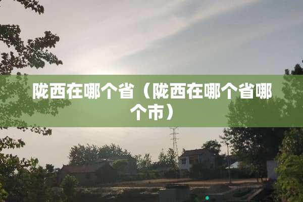 陇西在哪个省（陇西在哪个省哪个市）