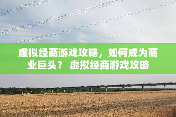 虚拟经商游戏攻略，如何成为商业巨头？ 虚拟经商游戏攻略