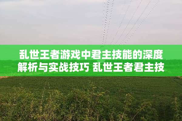 乱世王者游戏中君主技能的深度解析与实战技巧 乱世王者君主技能