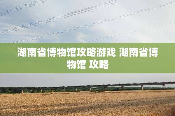 湖南省博物馆攻略游戏 湖南省博物馆 攻略