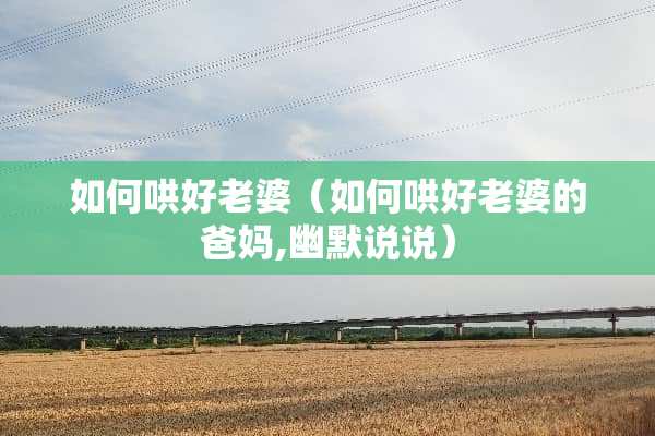 如何哄好老婆（如何哄好老婆的爸妈,幽默说说）