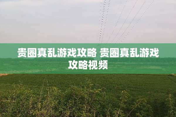 贵圈真乱游戏攻略 贵圈真乱游戏攻略视频