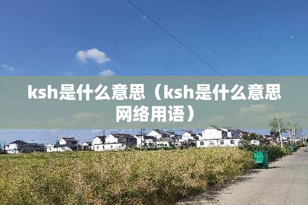 ksh是什么意思（ksh是什么意思网络用语）