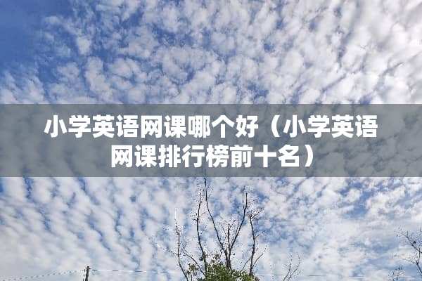 小学英语网课哪个好（小学英语网课排行榜前十名）