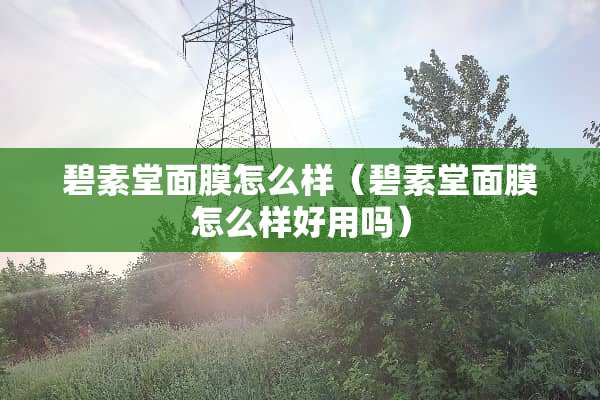 碧素堂面膜怎么样（碧素堂面膜怎么样好用吗）