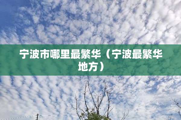 宁波市哪里最繁华（宁波最繁华地方）
