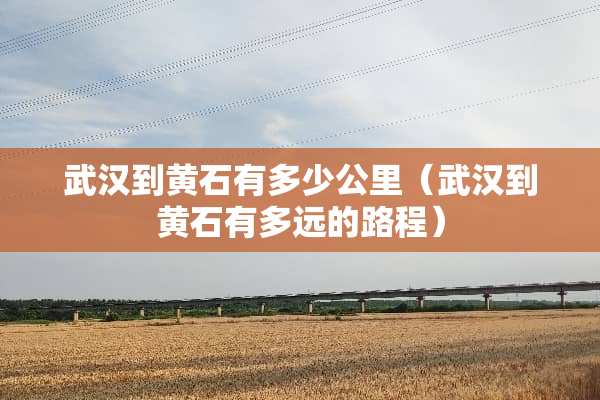 武汉到黄石有多少公里（武汉到黄石有多远的路程）