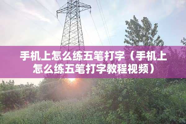 手机上怎么练五笔打字（手机上怎么练五笔打字教程视频）