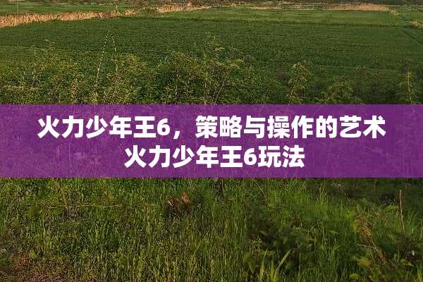 火力少年王6，策略与操作的艺术 火力少年王6玩法