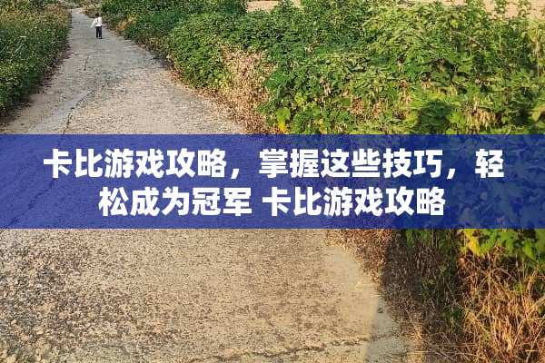 卡比游戏攻略，掌握这些技巧，轻松成为冠军 卡比游戏攻略