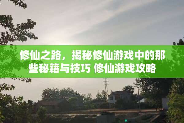 修仙之路，揭秘修仙游戏中的那些秘籍与技巧 修仙游戏攻略