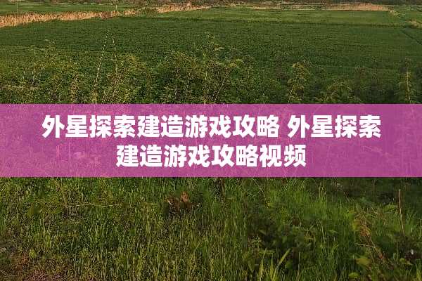 外星探索建造游戏攻略 外星探索建造游戏攻略视频