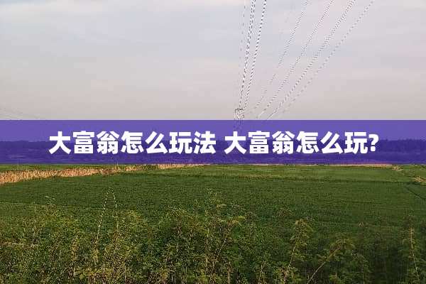 大富翁怎么玩法 大富翁怎么玩?