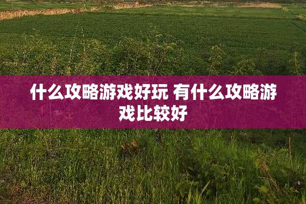 什么攻略游戏好玩 有什么攻略游戏比较好