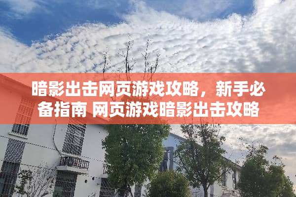 暗影出击网页游戏攻略，新手必备指南 网页游戏暗影出击攻略