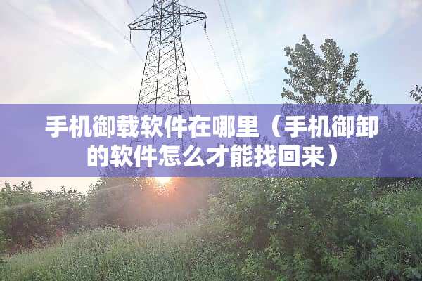手机御载软件在哪里（手机御卸的软件怎么才能找回来）