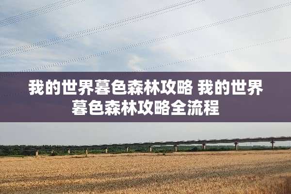 我的世界暮色森林攻略 我的世界暮色森林攻略全流程