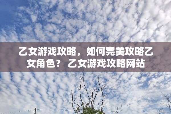 乙女游戏攻略，如何完美攻略乙女角色？ 乙女游戏攻略网站