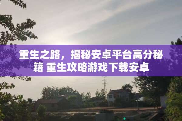 重生之路，揭秘安卓平台高分秘籍 重生攻略游戏下载安卓