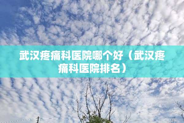 武汉疼痛科医院哪个好（武汉疼痛科医院排名）