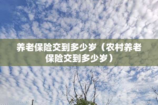 养老保险交到多少岁（农村养老保险交到多少岁）