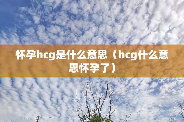 怀孕hcg是什么意思（hcg什么意思怀孕了）
