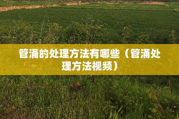 管涌的处理方法有哪些（管涌处理方法视频）