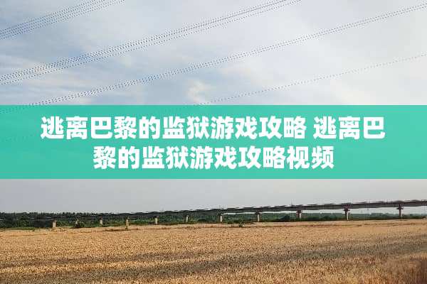 逃离巴黎的监狱游戏攻略 逃离巴黎的监狱游戏攻略视频