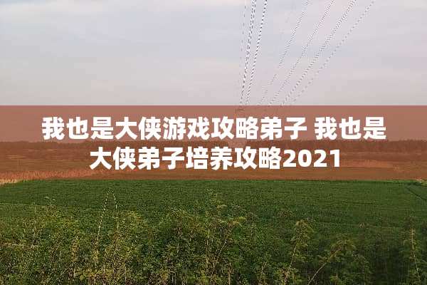 我也是大侠游戏攻略弟子 我也是大侠弟子培养攻略2021