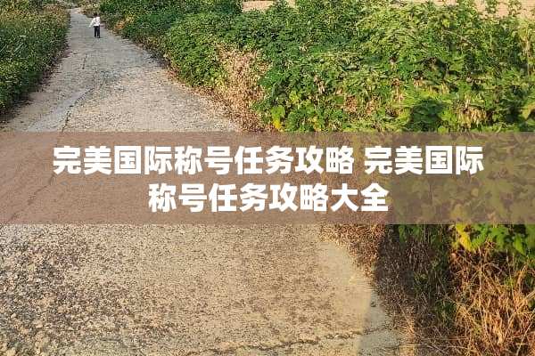 完美国际称号任务攻略 完美国际称号任务攻略大全