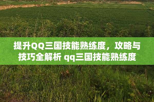 提升QQ三国技能熟练度，攻略与技巧全解析 qq三国技能熟练度