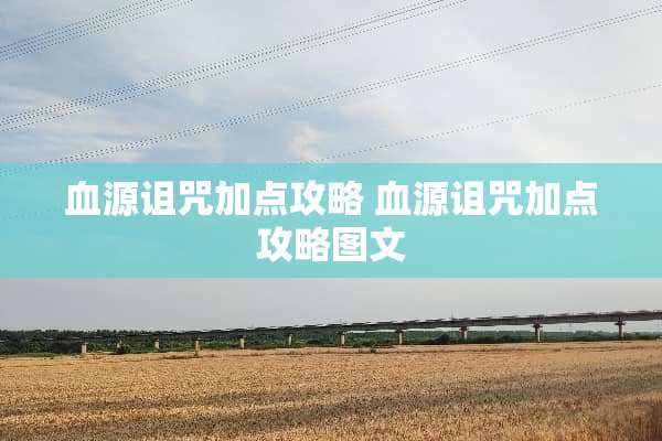 血源诅咒加点攻略 血源诅咒加点攻略图文