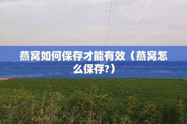 燕窝如何保存才能有效（燕窝怎么保存?）