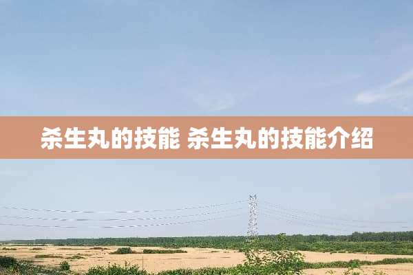 杀生丸的技能 杀生丸的技能介绍